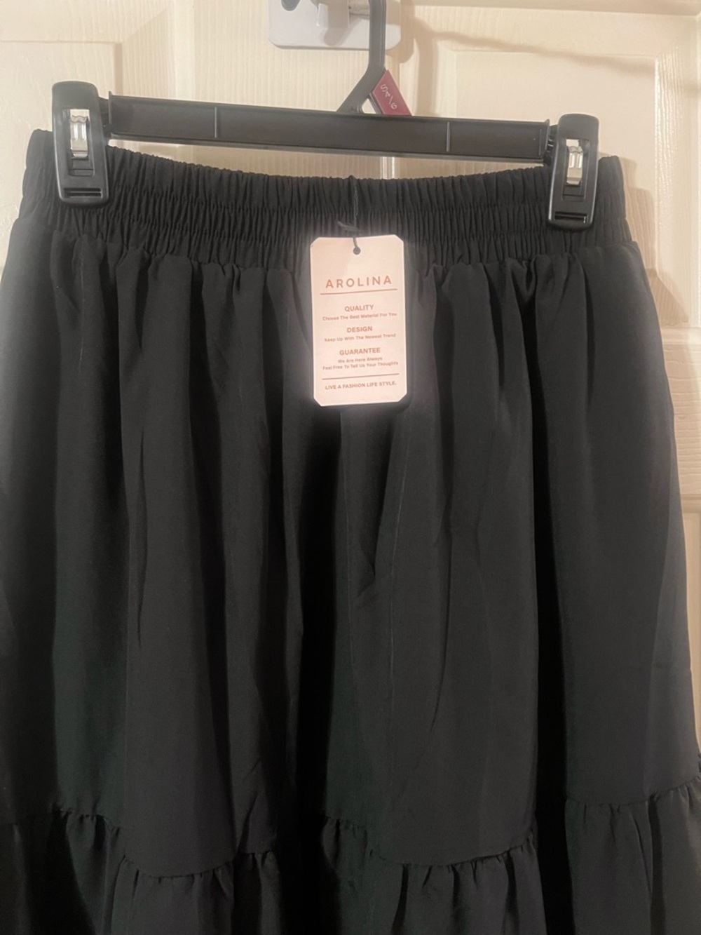 NWT Women’s Black Tiered High Waist Summer Maxi Skirt with Pockets Size Small - Picture 7 of 12